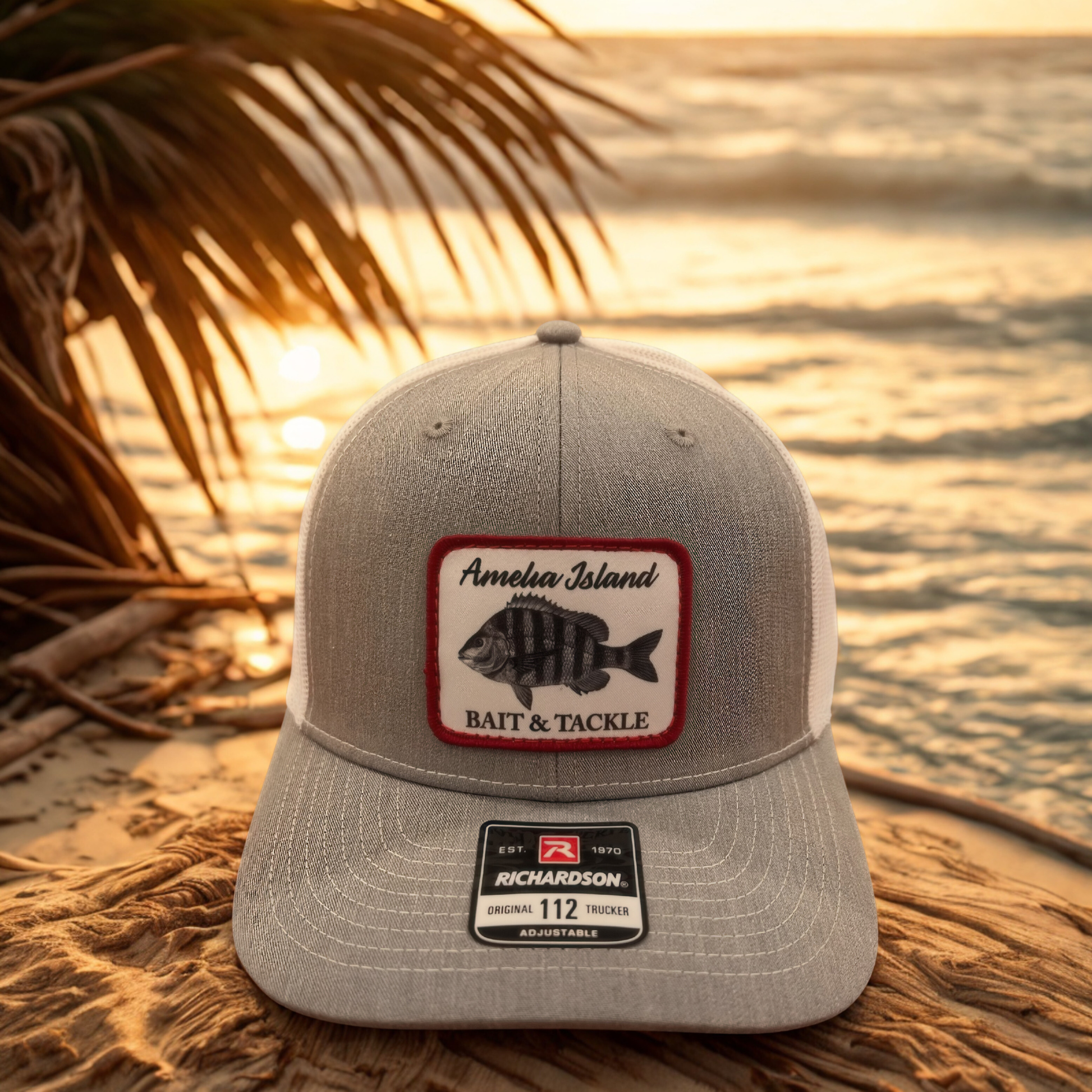 AIBT sheepshead patch trucker hat Richardson 112 in heather grey - hero view